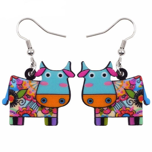 Acrylic  Dairy Cattle Cow Earrings jewelry For Women Girls Teens Kids - Gift Accessories - myfunfarm