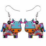 Acrylic  Dairy Cattle Cow Earrings jewelry For Women Girls Teens Kids - Gift Accessories