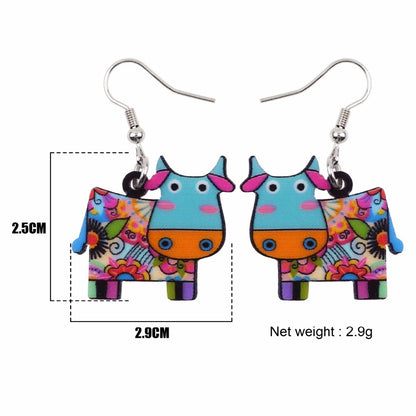 Acrylic  Dairy Cattle Cow Earrings jewelry For Women Girls Teens Kids - Gift Accessories - myfunfarm