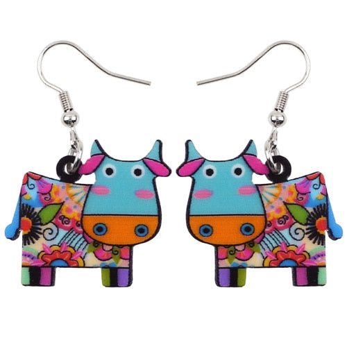 Acrylic  Dairy Cattle Cow Earrings jewelry For Women Girls Teens Kids - Gift Accessories - myfunfarm