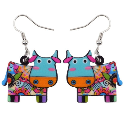 Acrylic  Dairy Cattle Cow Earrings jewelry For Women Girls Teens Kids - Gift Accessories - myfunfarm