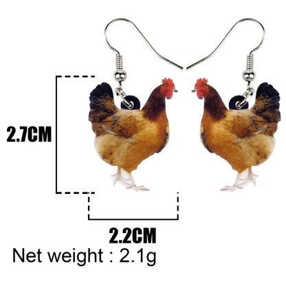 Acrylic Floral Chicken Hen Earrings  For Women, Girls, Teens - myfunfarm