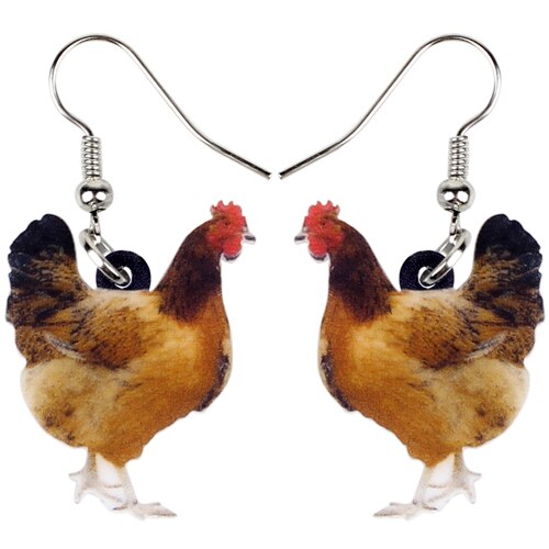 Acrylic Floral Chicken Hen Earrings  For Women, Girls, Teens - myfunfarm