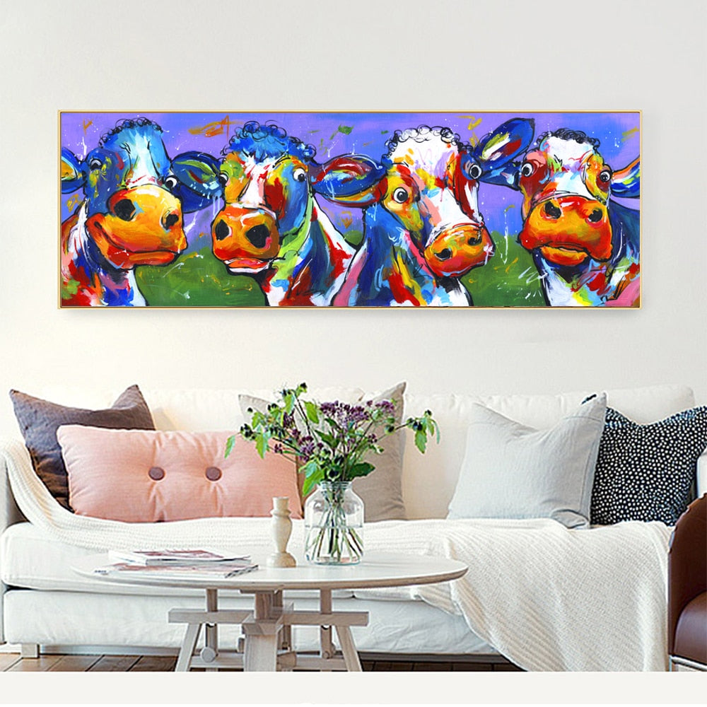 Cute Cow Color - Canvas Print Home Decor - myfunfarm