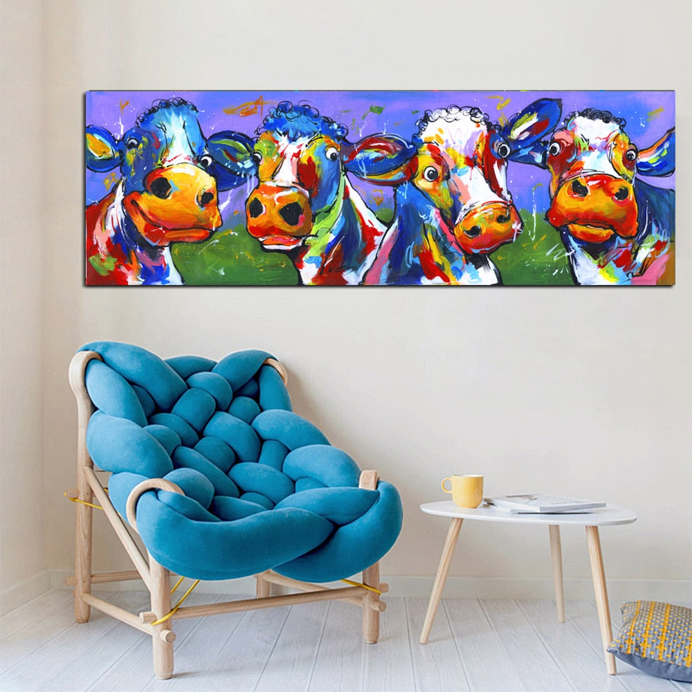 Cute Cow Color - Canvas Print Home Decor - myfunfarm