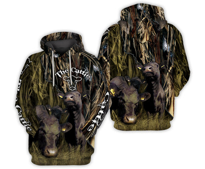 The cattle 3d Print black angus Hoodies - myfunfarm