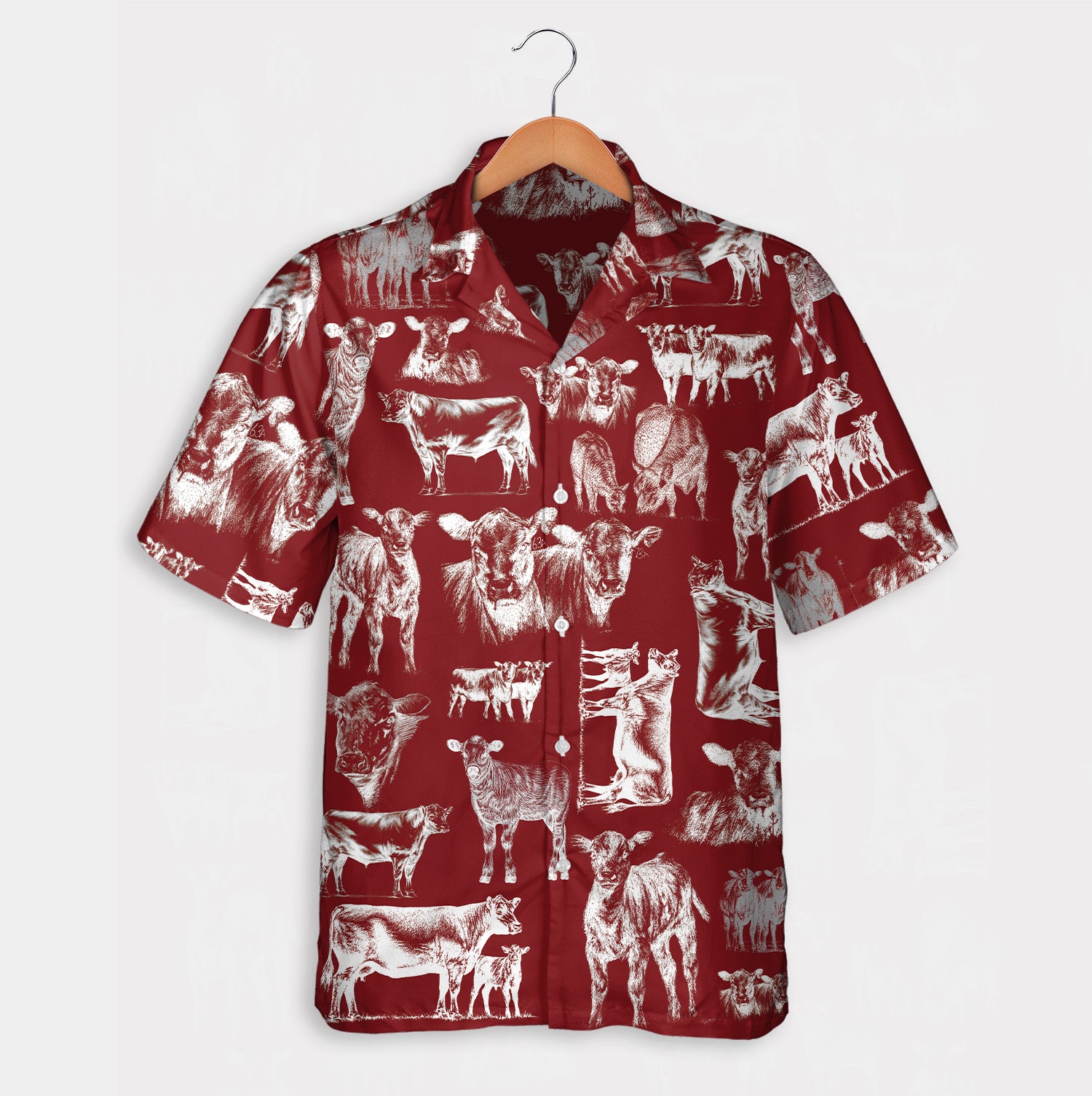Cattle pattern white and blue, red, green  - Hawaiian Shirt, Shorts for adult and youth - myfunfarm