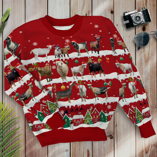 Goats in snow - Merry Christmas -  Unisex Sweatshirt and Pants - myfunfarm