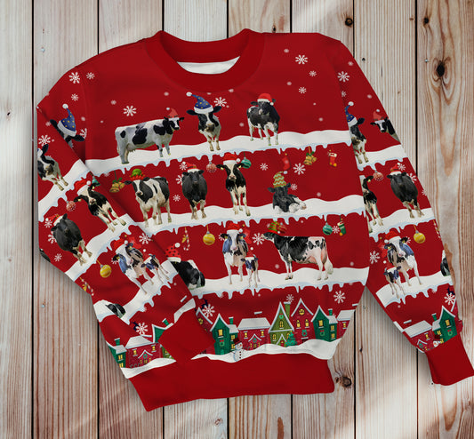 Cows in Snow - Merry Christmas -  Unisex Sweatshirt and Pants