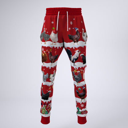 Chickens in Snow - Merry Christmas - Unisex Sweatshirt and Pants - myfunfarm