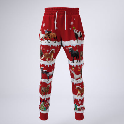 Horses in Snow - Merry Christmas - Unisex Sweatshirt and Pants - myfunfarm