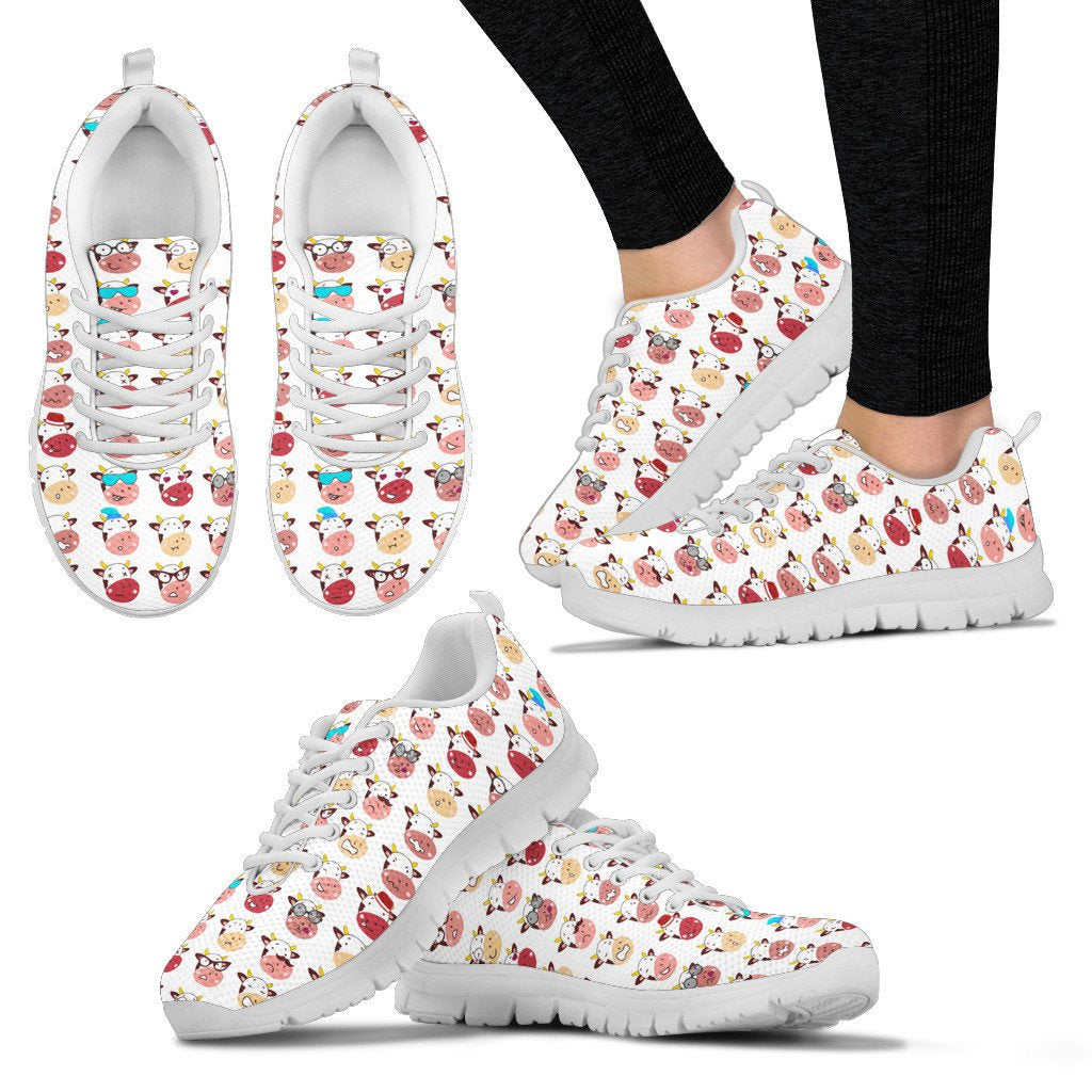 Cow Cute pattern  - Sneakers WOMEN'S and MEN'S - myfunfarm - clothing acceessories shoes for cow lovers, pig, horse, cat, sheep, dog, chicken, goat farmer