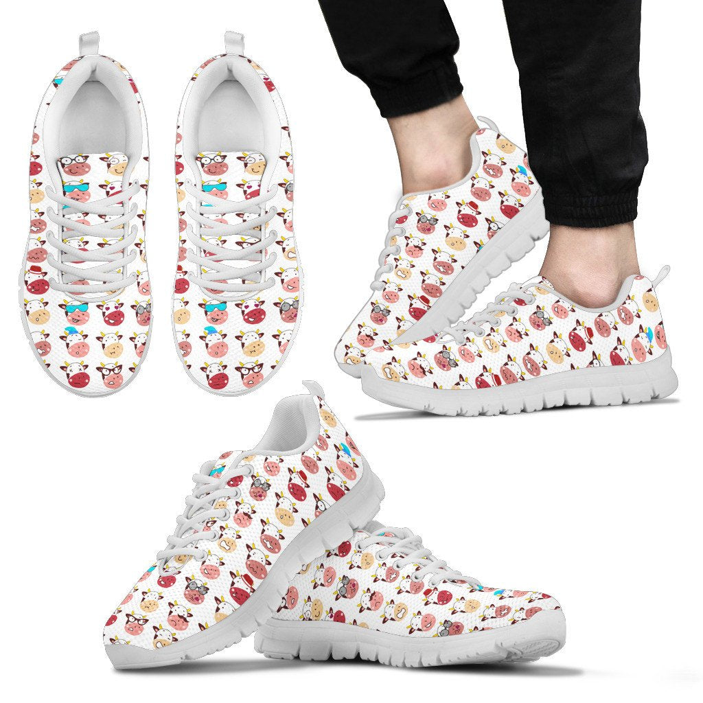 Cow Cute pattern  - Sneakers WOMEN'S and MEN'S - myfunfarm - clothing acceessories shoes for cow lovers, pig, horse, cat, sheep, dog, chicken, goat farmer