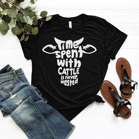 Time spent with cattle is never wasted - funny design unisex  t-shirt , Hoodies - myfunfarm