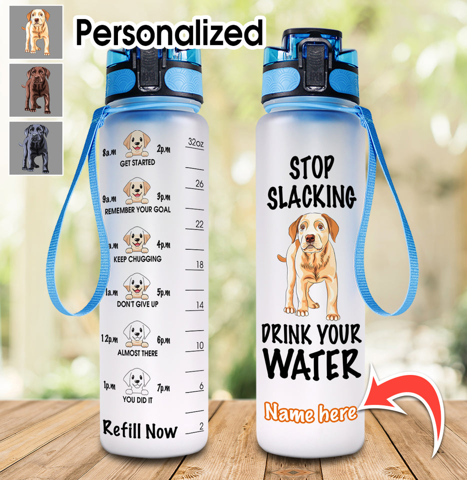 WATER TRACKER BOTTLE PERSONALIZED LABRADOR DRINK YOUR WATER - myfunfarm - clothing acceessories shoes for cow lovers, pig, horse, cat, sheep, dog, chicken, goat farmer