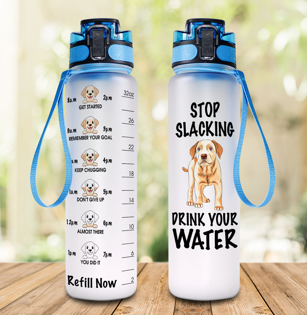 WATER TRACKER BOTTLE PERSONALIZED LABRADOR DRINK YOUR WATER - myfunfarm - clothing acceessories shoes for cow lovers, pig, horse, cat, sheep, dog, chicken, goat farmer