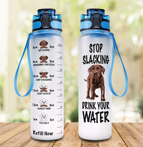 WATER TRACKER BOTTLE PERSONALIZED LABRADOR DRINK YOUR WATER - myfunfarm - clothing acceessories shoes for cow lovers, pig, horse, cat, sheep, dog, chicken, goat farmer