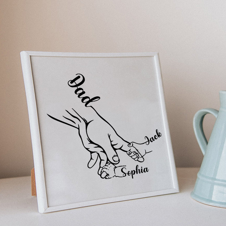 Personalized Dad and Childs hands - Plastic Photo Frame Father's Day - myfunfarm