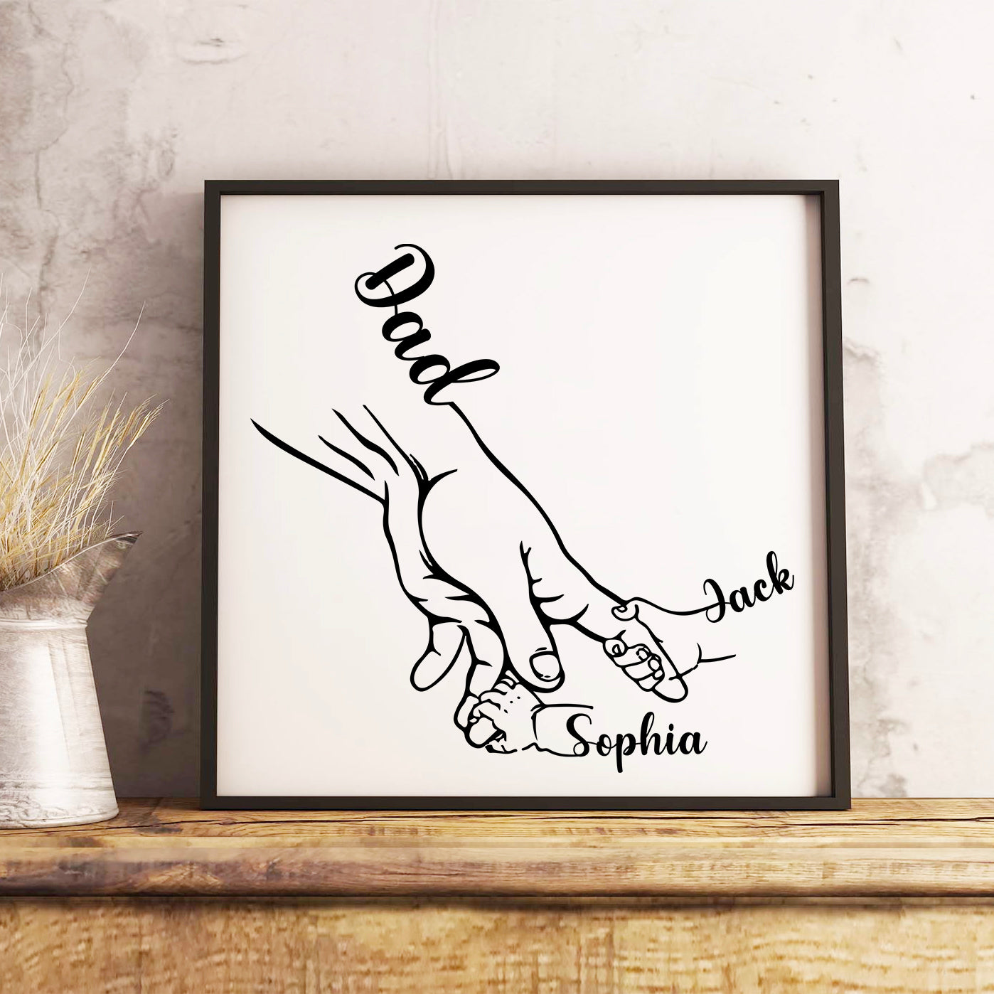 Personalized Dad and Childs hands - Plastic Photo Frame Father's Day - myfunfarm