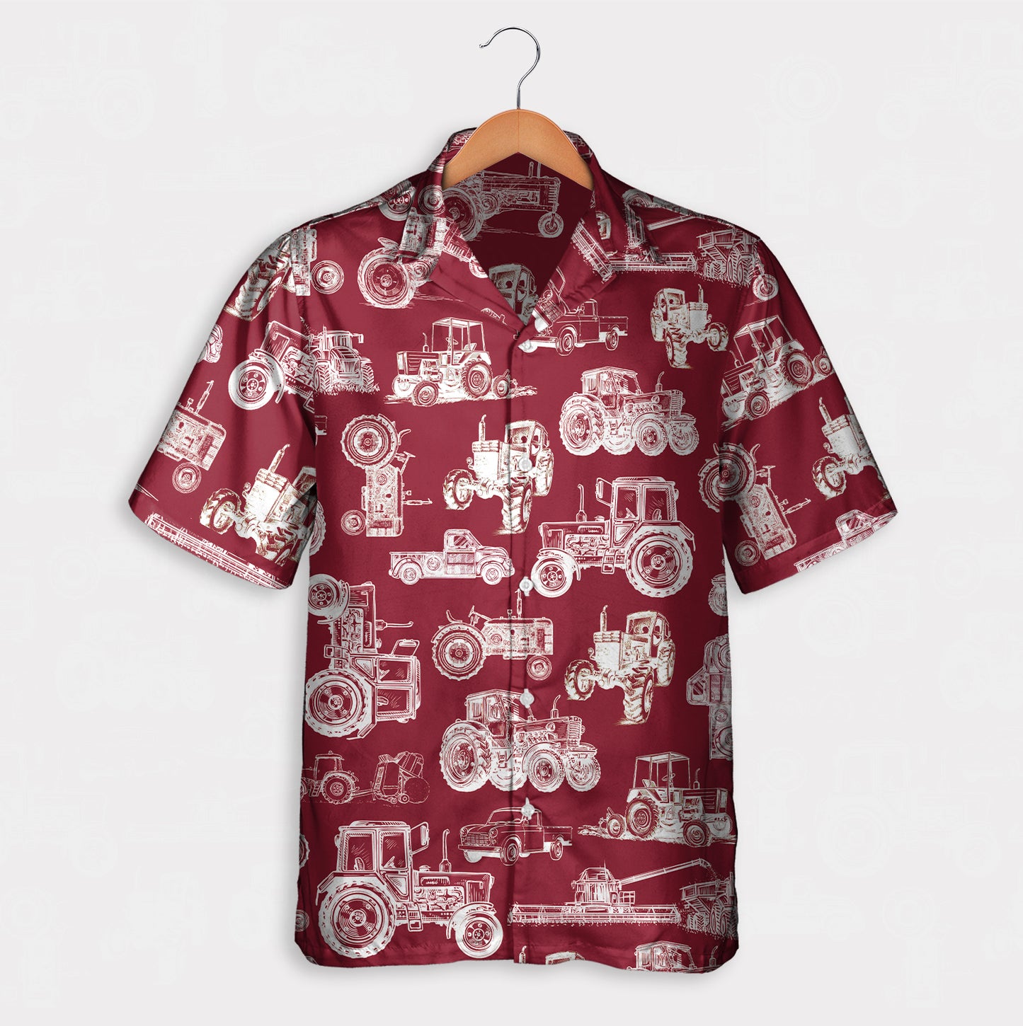 Tractor pattern white and blue, red, green  - Hawaiian Shirt, Shorts for adult and youth - myfunfarm